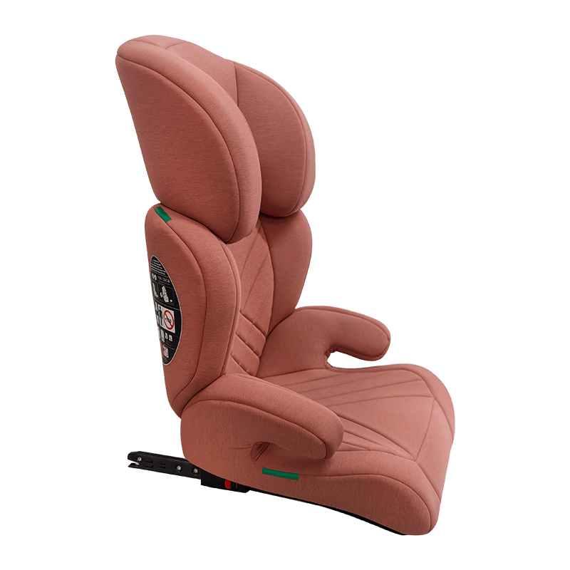 OG301 พร้อมเบาะรถยนต์ isofix, กลุ่ม 2 3 ที่นั่งในรถ, บูสเตอร์พับเก็บได้สีชมพูพร้อมลายนูน
